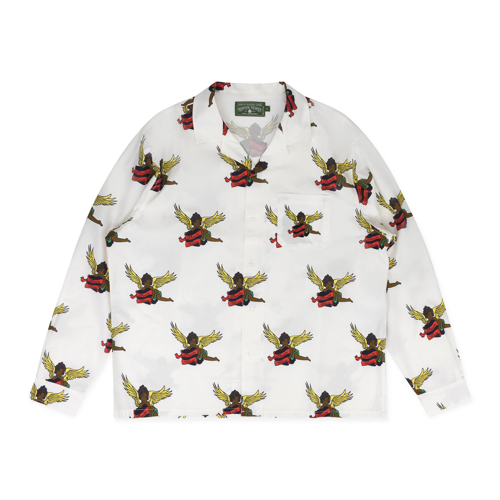 White Cherub Long Sleeve Button-Up Shirt