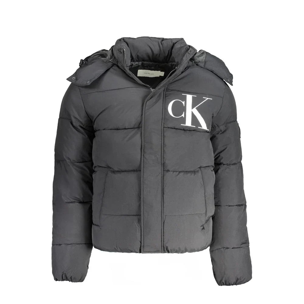 Calvin Klein Recycled Nylon Logo Puffer Jacket — Black