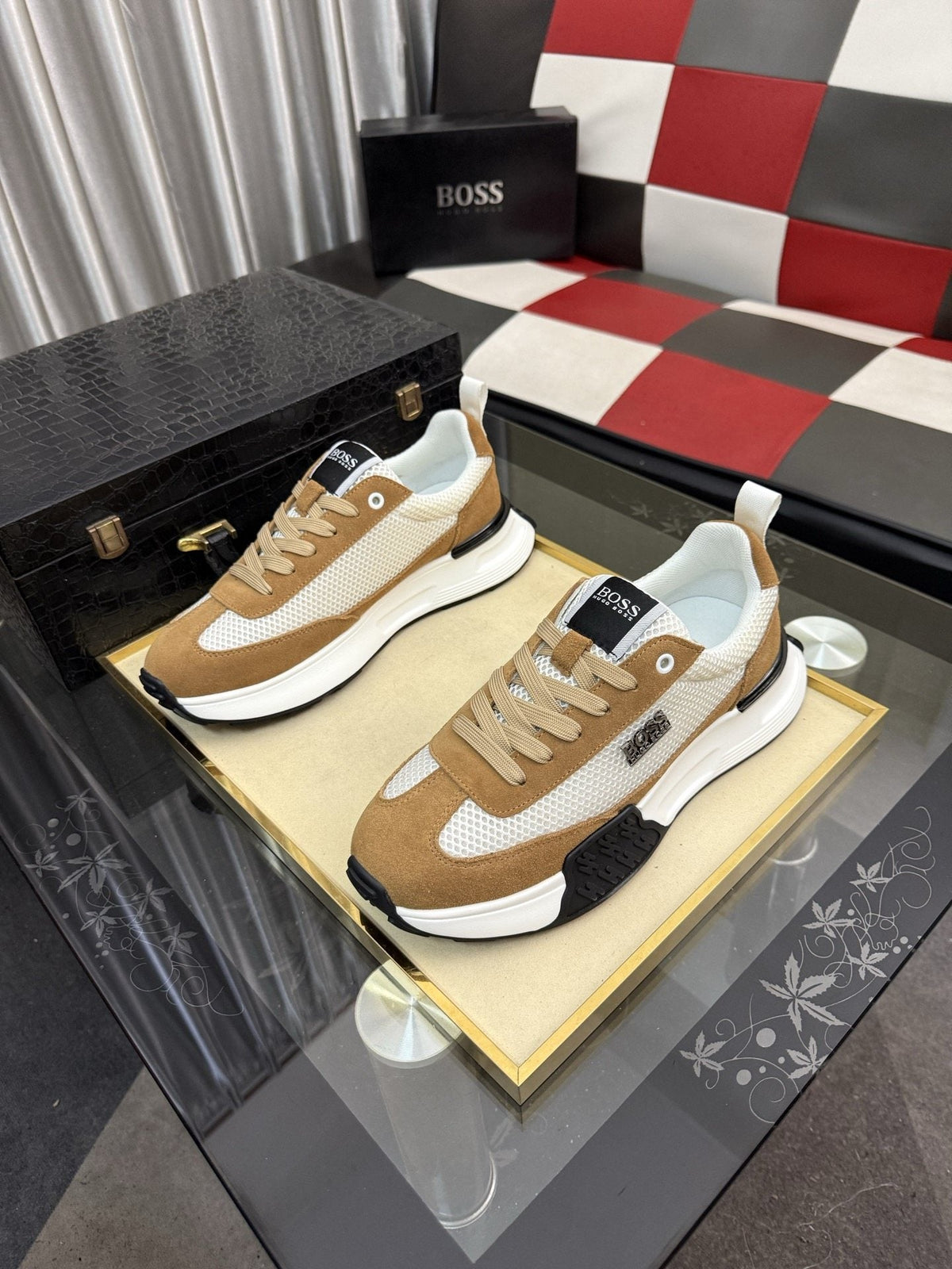 BOSS Men's Mesh Low-Top Sneakers
